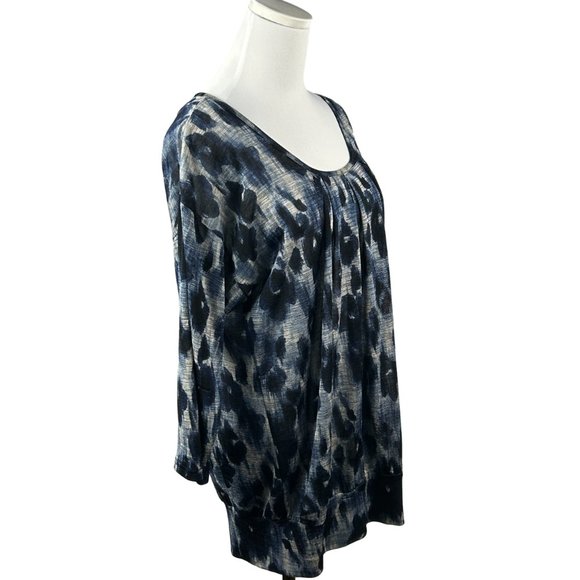 Fashion Bug Blouse Women Medium Sheer Tunic Top Blue Scoop Neck Lightweight - Picture 2 of 15